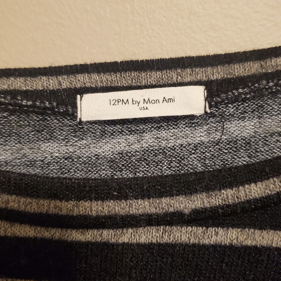 12pm by Mon Ami stripe buffalo plaid sweater - Picture 2 of 3